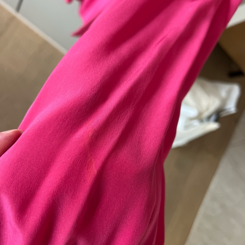 Saint Laurent Rive Gauche Hot Pink Silk vintage button up blouse Size 2 Feminine - Picture 7 of 14
